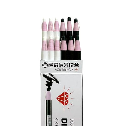 Dermatograph Grease Pencils Set of 12, China Markers, Black & White | Provides Contrast Marking on Light and Dark Surfaces Including Glass, Metal, Wood, Plastic and Fabric Applications - color: Black & White