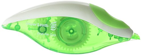 Paper Mate 660415 Liquid Paper DryLine Grip Correction Tape Dispenser, Pack of 6, Transparent Green Body, 1/5 inches Wide x 27.8 feet Long White Tape - Applies Dry, Rewrite Instantly - Swivel Tip