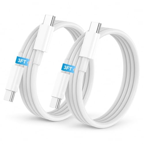 2Pack 3FT 60W USBC to USBC Cable for iPhone 17 16 Fast Charging Cable, USB-C to Type C Charger Cord for Apple 17/16/15/Pro Max, 17e/17Air, for iPad Pro/Air/Mini for MacBook Pro/Air - size: 3ft+3ft