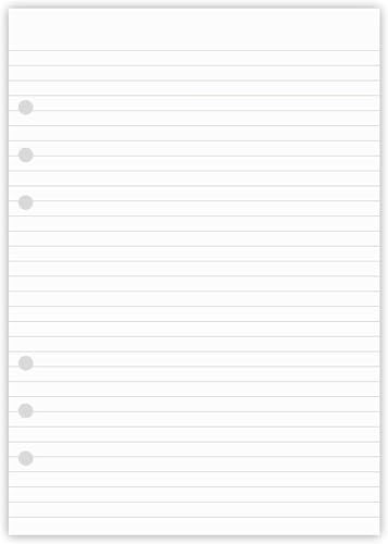 (5 Pack) A5 Lined Refills Paper for Filofax Planner/Binders/Organizer, 6 Hole Punched, Total 500 Sheets/1000 Pages, 100gsm, White, 5.8 x 8.2 Inch Filler Paper - size: 500 Sheets