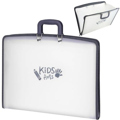 Acocony 11x17 Art Portfolio-Accordian File Organizer with 13 Pockets | 11x17 portfolio folder for artwork with Handle and Zipper Closure, Frosted Translucent,Waterproof Pack of 1