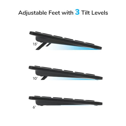 Wireless Keyboard Mouse Combo, Scissor-Switch Keys, 2-in-1 USB Receiver and Two Bluetooth, Multi Device Silent Design for Computer, Laptop, MacBook and iPad (Graphite) - color: Graphite