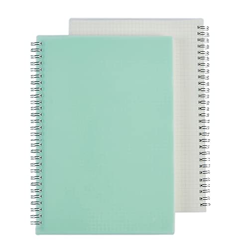 2 Pack B5 Graph Paper Spiral Notebook with 120gsm Thick Paper, Square Grid Quad Ruled Spiral Notebook with Plastic Hardcover and Elastic Band Closure, 80 Sheets Per Pack 7.3x 10 inches - size: B5