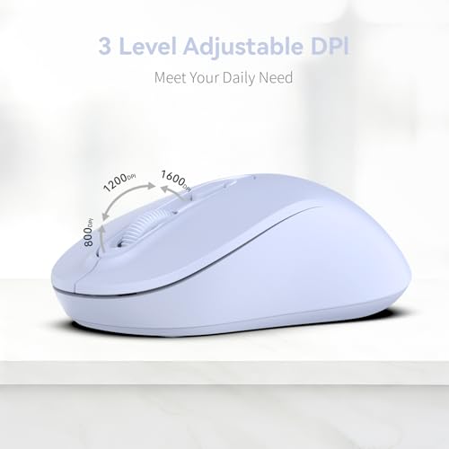 Wireless Mouse, 2026 New Model, Silent Click Ergonomic Design, Portable, 4 Buttons, Adjustable DPI (800/1200/1600), for Laptop/PC/Office (Violet) - color: violet