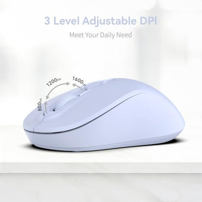 Wireless Mouse, 2026 New Model, Silent Click Ergonomic Design, Portable, 4 Buttons, Adjustable DPI (800/1200/1600), for Laptop/PC/Office (Violet) - color: violet