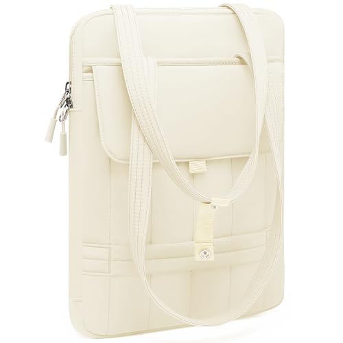 HYZUO 15-16 Inch Puffy Laptop Sleeve Padded Handbag for MacBook Pro 15/16, 15" 15.6" Dell/HP/Lenovo/Asus/Acer Notebook Chromebook, Women Slim Shoulder Bags Work Daily Bag, Beige - color: Beige, size: 15-16 Inch