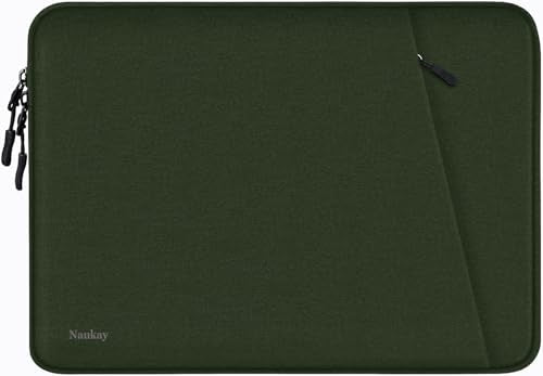 Laptop Sleeve Case, Shockproof Protective Computer Sleeve Cover with Accessories Pocket, Water Resistant Traveling Carrying 15.6 inch Laptop Bag Compatible for MacBook Dell HP Acer Lenovo, Army Green - color: Army Green, size: 15.6 inch