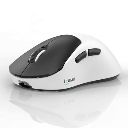 hunart H6 49g Wireless Mouse, Bluetooth & 2.4GHz Rechargeable Mouse, Lightweight Silent Ergonomic Mouse with USB-C Charging, Portable Right-Hand Office Mouse for Laptop, PC, Mac (Black and White) - color: Black and White