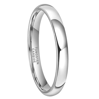 TUTISS 3mm 4mm 5mm 6mm 7mm 8mm 10mm Silver/Gold Tungsten Rings for Men Women Couple Fashion Jewelry Engagement Wedding Bands Domed Polished Comfort Fit - color: 3mm Tungsten