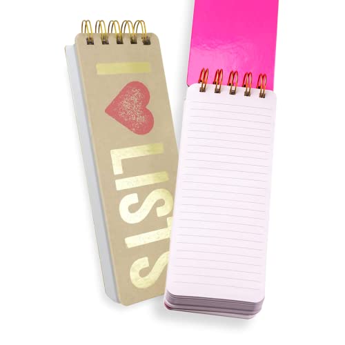 Eccolo Tall Spiral Memo Pad, 300 Pages, 150 Sheets, Double Spiral Binding, Office Essentials for Work, List Notepad for Students, Class, and Shopping, I Heart Lists (Gold, 3x8.5 inches) - color: I Love Lists