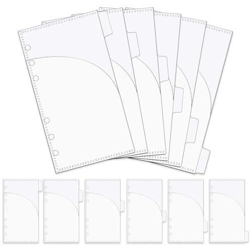 12pcs A6 Binder Pockets Smooth Clear PP Budget Cash Envelopes 0.2mm Thick 2 Pocket Index Dividers Outside Loading Money Organizer for Budgeting Planner Inserts Supplies - color: Clear, size: A6 - 12 Tabs