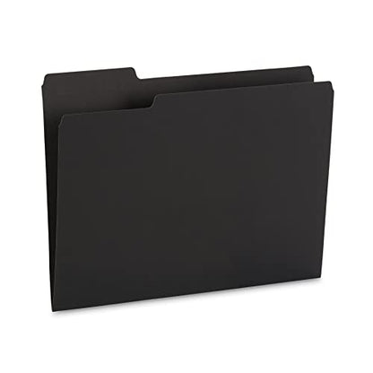 Blue Summit Supplies 100 Black File Folders, Letter Size, 1/3 Cut Tab, 11pt | Durable 11pt black paper, 1/3 cut tabs, holds letter size documents, home and office color coded filing - color: Standard Black