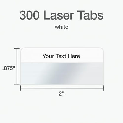 Redi-Tag Laser Printable Tabs, Permanent Index Tabs, Customizable Adhesive Labels, White, 2" x 0.875", 300 Per Pack (B39170) - size: 300 Count (Pack of 1)