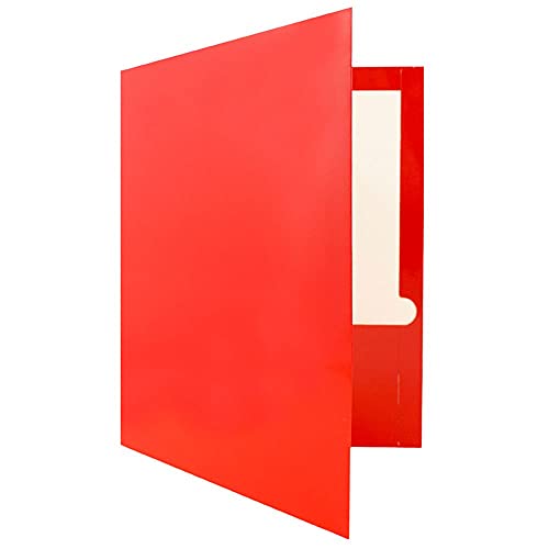 JAM PAPER Laminated Two Pocket Glossy School Folders - Letter Size - High Gloss Red - 6/Pack - color: Red, size: Pack of 6 Folders