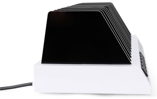Displays2go Tabletop Charging Station w/Adjustable Dividers 6 AC, 6 USB Outlets- White (TT12HUBXT)