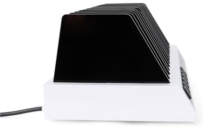 Displays2go Tabletop Charging Station w/Adjustable Dividers 6 AC, 6 USB Outlets- White (TT12HUBXT)