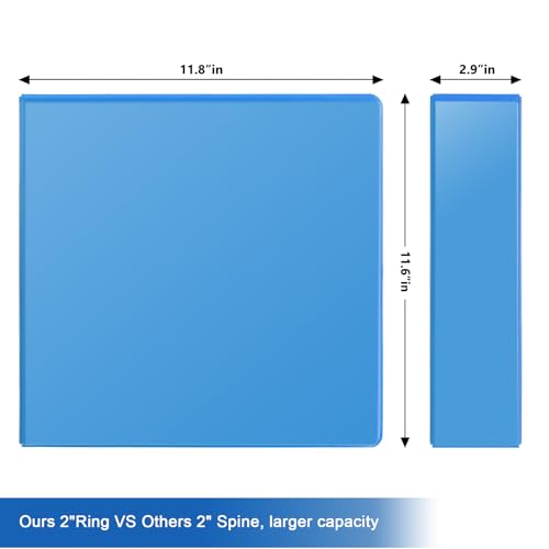 COMIX Sturdy 3 Ring Binder 2 inch with Clear View Cover, 2" Slant-D Ring View Binder Holds 500 Sheets of US Letter Size Paper, 6 Pack (Light Blue) - color: Light Blue, size: 2 inch
