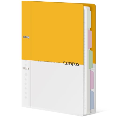 KOKUYO 5 Subject Spiral Notebook Journal, Campus 110 Sheets B5 Refillable Notebook with Dividers Tabs, 6mm Dot Lined Binder Notebook for Work School Note Taking. 9" x 10.5", Yellow - color: Yellow, size: B5
