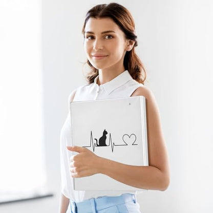 Fustylead Cat Electrocardiogram 3 Ring Binder, D-Rings 1.5" Hardcover Folder, Fits 200 Sheets of A4 Paper, Durable Clipboard & Clean View with Inside Pockets for School Home Office - size: 12.4x10.63x2.36 Inch-2 Pack