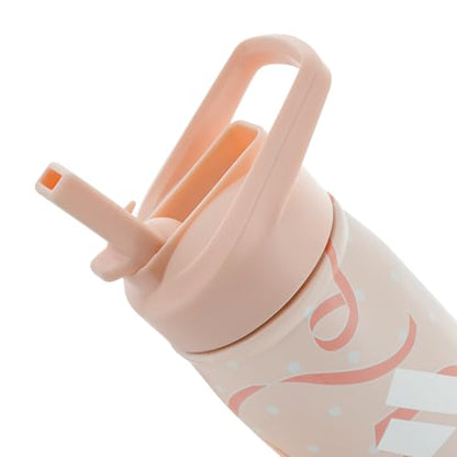 adidas Stainless Steel Metal Water Bottle 20 oz (600 mL) Straw Lid - color: Pink Tint/White/Semi Frozen Turbo Pink/2