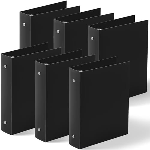 Henoyso 6 Pcs Plastic 2 Inch Mini 3 Ring Binders Fits 5.5" x 8.5" Paper, Holds(Capacity 375 Sheets), Flexible Three Round Rings Small Black A5 Binders Bulk for School, Office Use, Photo Album - color: Black, size: 2 Inch