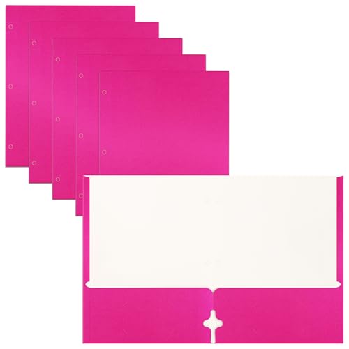 2 Pocket Portfolio Folders, 25 Pack, Trendy Cool Colors, Fits Letter Size Paper, for School, Office, Home, Matte Finish (Hot Pink) - style: Hot Pink