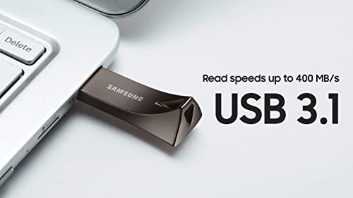 SAMSUNG BAR Plus 256GB - 400MB/s USB 3.1 Flash Drive Titan Gray (MUF-256BE4/AM) - color: Gray, style: 256 GB