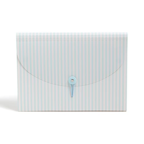U Brands 13 Pocket Poly Expandable File, 13" x 9.65" x 1.5", Muted Prep Blue Stripes, Letter Size