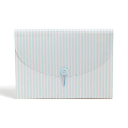 U Brands 13 Pocket Poly Expandable File, 13" x 9.65" x 1.5", Muted Prep Blue Stripes, Letter Size