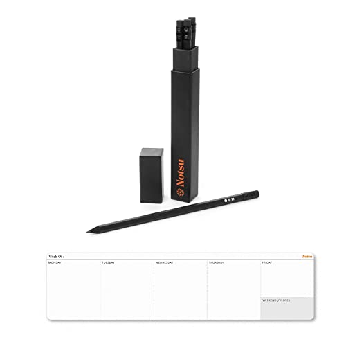 Notsu Black Pencils #2 with Case 4pc Set Weekly Planner Mini Notepad (50 Sheets)