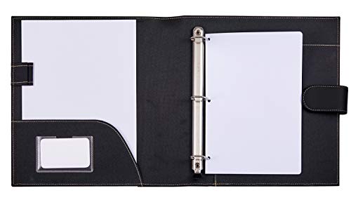It's Academic Mini Executive Leather Portfolio Folder, 1" Ring Binder and 250-Sheet Capacity, Note Pads, and 5.5"" x 8.5" Documents, 2 Pen Loops, Black Faux Leather (98294) - color: Black, style: 8.5" x 9"