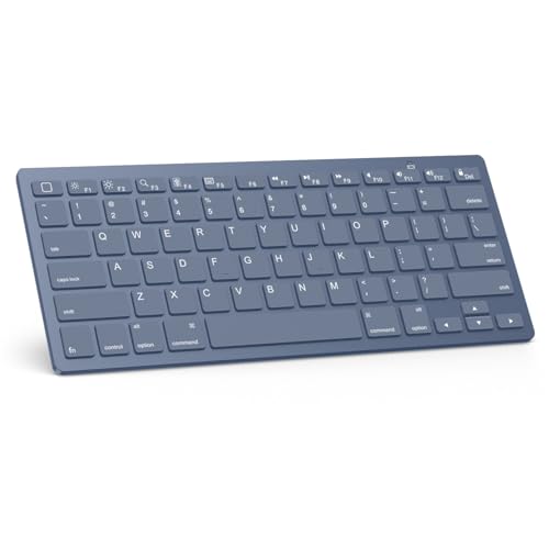 OMOTON Ultra-Slim Bluetooth Keyboard for iPad 11th/10th/9th/8th/7th, iPad Pro/Air/Mini and iPhone Series, Wireless iOS Keyboard with 12 Multimedia Keys for Office, Home, Travel, School, Deep Blue - color: Deep Blue