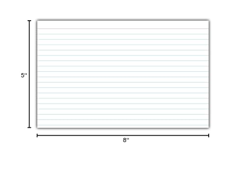C-Line 5” x 8” Index Cards, White, Ruled, 25/PK (49907)