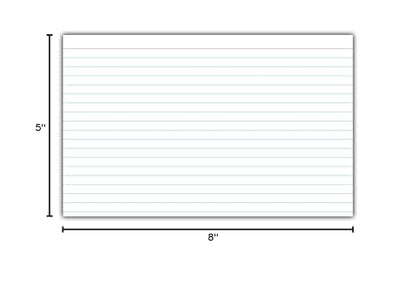 C-Line 5” x 8” Index Cards, White, Ruled, 25/PK (49907)