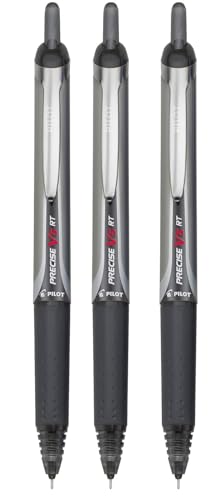 Precise V5 RT Retractable Rolling Ball Pens, Extra Fine Point (.5mm), Black Ink, 3-pk; Premium Comfort Grip, Bundle with Plastic Reusable Pouch - color: Black, size: 3 Count (Pack of 1)