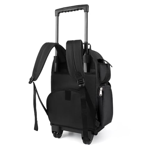 20" 2-in-1 Rolling Backpack,Backpack for Travel w/Wheels | Trolley Suitcase w/Telescopic Handle,Lightweight,Durable, Travel-Friendly, Unisex,2560-20''-Black - color: JH-2560-Black-20