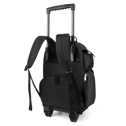 20" 2-in-1 Rolling Backpack,Backpack for Travel w/Wheels | Trolley Suitcase w/Telescopic Handle,Lightweight,Durable, Travel-Friendly, Unisex,2560-20''-Black - color: JH-2560-Black-20