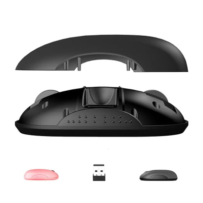 ONE-UP Wireless Mouse, 2.4G, Bluetooth5.0/3.0, Sound and Quiet Click, USB Nano Receiver, for Laptop, Chromebook, PC, Mac, Windows (Gray)