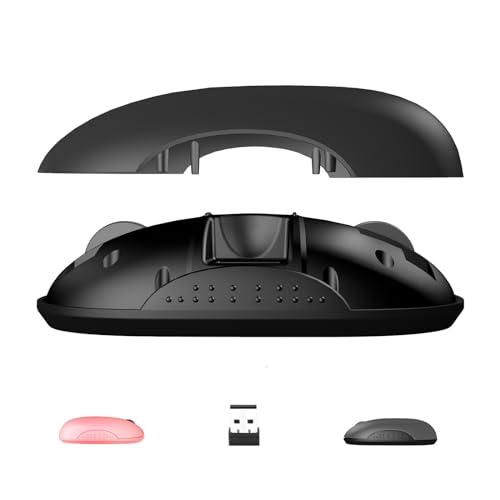ONE-UP Wireless Mouse, 2.4G, Bluetooth5.0/3.0, Sound and Quiet Click, USB Nano Receiver, for Laptop, Chromebook, PC, Mac, Windows (Gray)