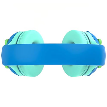 Riwbox CB-7S Kids Wireless Headphones,with Safe Volume Control 74/85/95dB,LED Glow Lights,50H Playtime,Bluetooth V5.3,Built-in Mic, TF Card Slot,for Travel/School/Phone/Laptop(Blue&Green) - color: Blue&Green