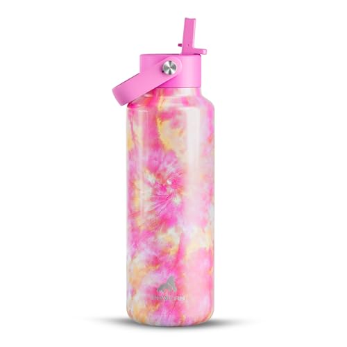 POWCAN 18 oz Insulated Water Bottle: Leakproof, Lightweight, BPA-Free, Cupholder Friendly, Stainless Steel Water Bottle with Straw for Girl, Outdoors, Sport, Daily, Classroom, School (Citrus Dream) - color: Citrus Dream, size: 18 Ounces