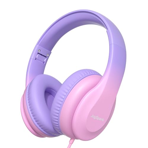 JoySpark Kids Headphones, Over-Ear Wired Headphones for Kids, 85dBA Volume Limited, Foldable Stereo Sound Toddler Headsets, 3.5mm Jack for School Entertainment, Gradient Pink - color: Gradient Pink