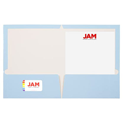 JAM PAPER Laminated Two Pocket Glossy School Folders - Letter Size - High Gloss Baby Blue - 6/Pack - color: Baby Blue, size: Pack of 6 Folders