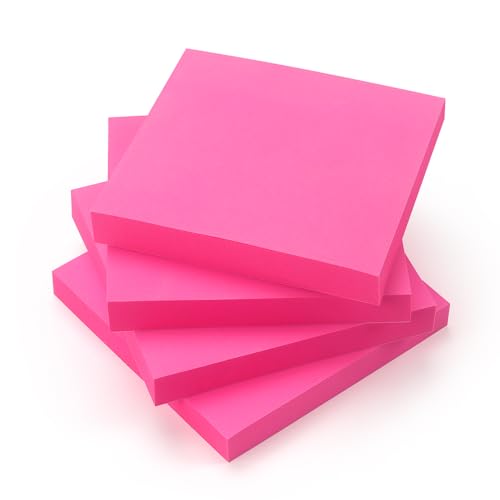 Sticky Notes 3x3 Pop Up Self-Stick Notes Pads with Bright Colors, Easy to Post for Office, School, Home, 4 Pads/Pack, 90 Sheets/Pad (Rose Red) - color: Rose Red