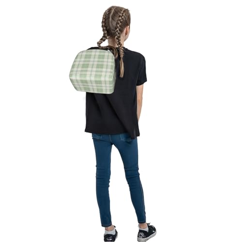 Lunch Bag Pastel Green Plaid Insulated Lunch Box Reusable Cooler Tote for Adults Student Girl Boy Work Office School Picnic Over 3 Years Old - color: B0371