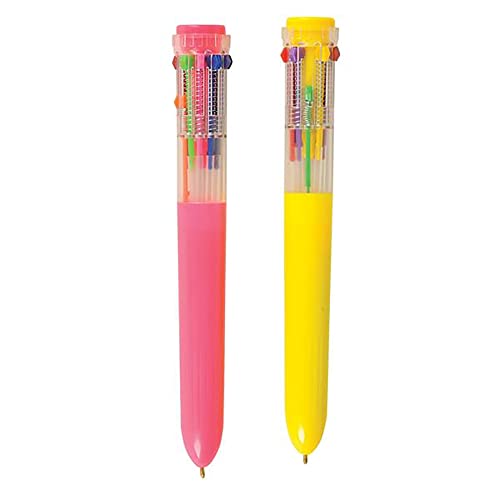 The Dreidel Company 8-Count Shuttle Pen, 10 Multi-color Ballpoint Pens, 4 Neon Colors In Pen for Office School Supplies Students Children, 6.25" (8-Pack) - style: 8-Pack