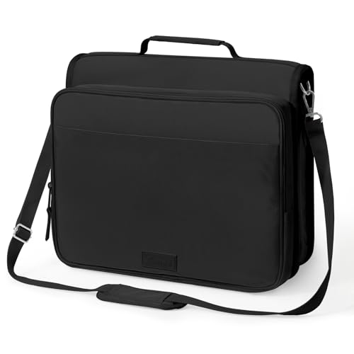 SUNEE Zipper Binder with 2-Inch O-Rings, 13-Inch Laptop/Tablet Sleeve, 450 Sheet Capacity, Sturdy Carry Handle & Adjustable Shoulder Strap, Schoo & Office Organizer, Black - color: Black