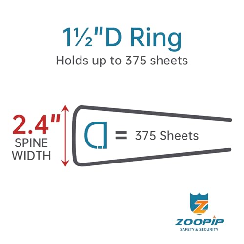 Fireproof 3 Ring Binder with Zipper, 1.5 Inch D Rings Hold up 375 Sheets of 8.5" x 11" (A4), Compatible with Clear Page Protectors, Built-in Net and Pen Holder(Black, 1 Pcs) - color: Black, size: 1.5", style: 1 Pcs