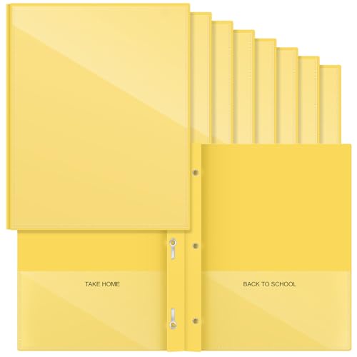 Henoyso 24 Pcs Plastic Folders with Clear Front Pocket and 3 Prong Take Home Plastic 2 Pocket Folder Back to School for Students Parent Teacher Communication for School Office (Yellow) - color: Yellow
