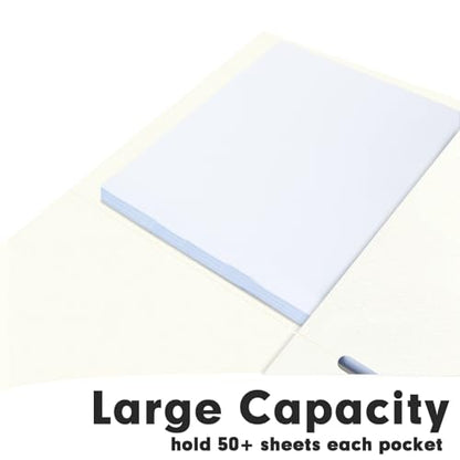 Two Pocket Folders, RAZCC 30 Pack File Folders with Pockets Fit Letter Size Paper, Thick Paper File Folder for School Office Business Home (White) - color: White